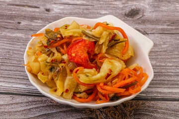 Spicy pickled cabbage with carrot