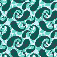 abstract paisley seamless pattern in green colors