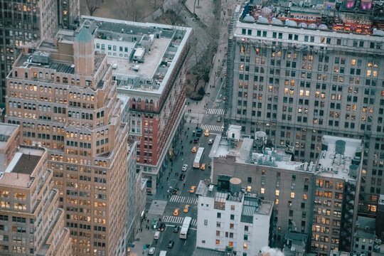 Foto de las calles de Manhattan, Nueva York , desde un rascacielos