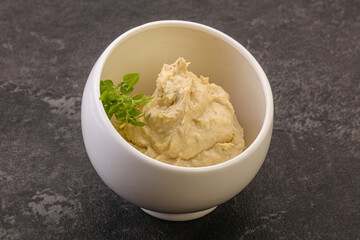 Vegan food - hummus with olive oil
