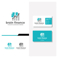 finance brain logo design and business card vector