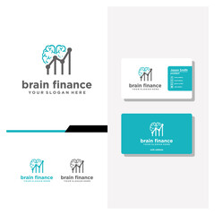 finance brain logo design and business card vector