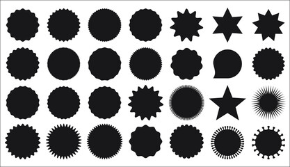 Collection of star burst stickers price tag icon