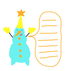 A card on which a snowman wishes a Happy New Year and Merry Christmas