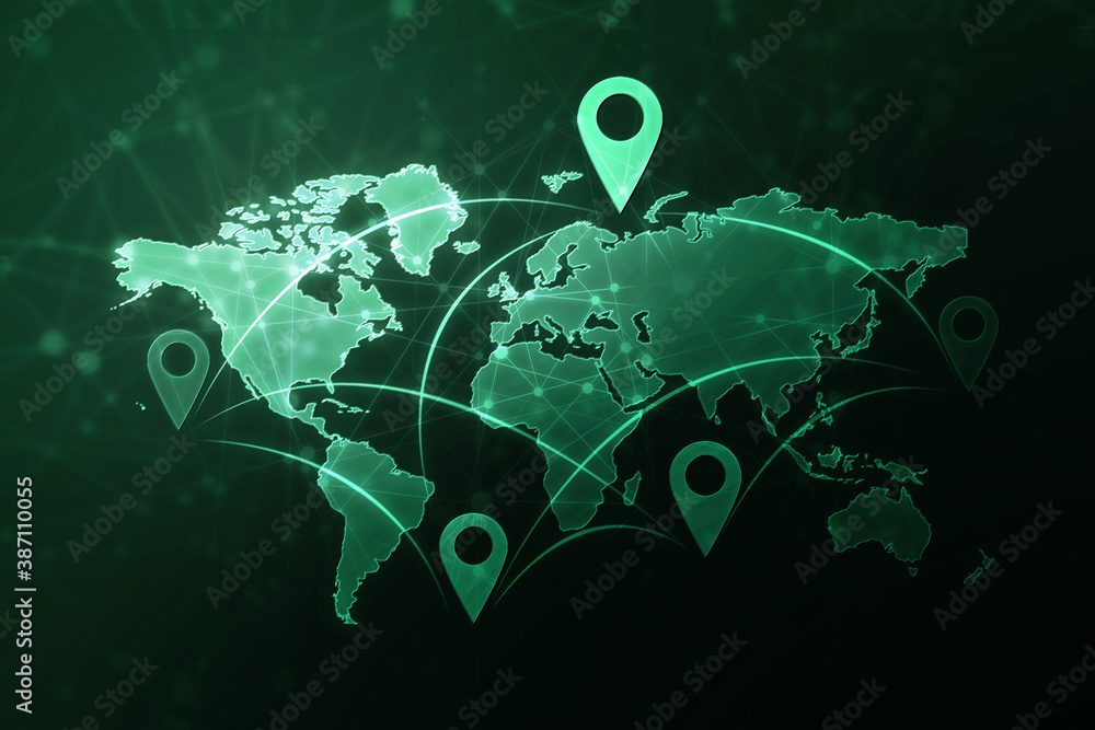 Poster 2d rendering red map pointer