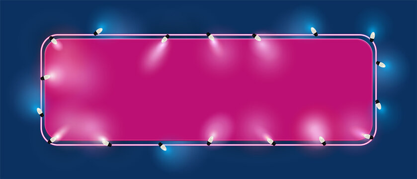 Retro Neonschild mit Licht angestrahlt,
Vektor Illustration,
