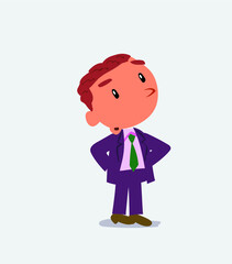 cartoon character of businessman doubting.