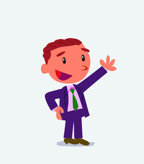 cartoon character of businessman explaining something while pointin