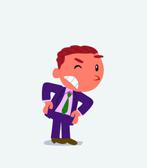 cartoon character of businessman suspecting something wrong.