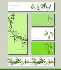 Snowdrop set with visitcards and greeting templates