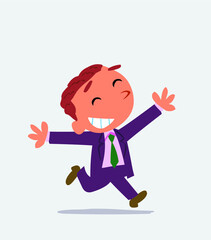 Fototapeta premium cartoon of businessman running euphoric