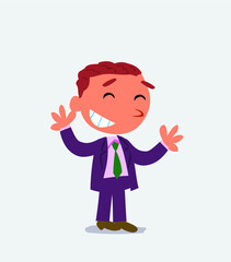 Very pleased cartoon character of businessman