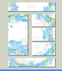 Muscari set with visitcards and greeting templates