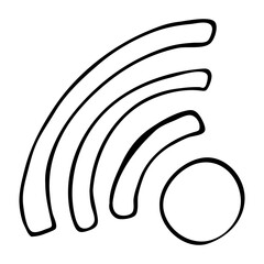wifi internet symbol, vector element in doodle style, coloring book, isolated object