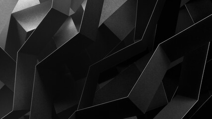 Abstract pattern made of black paper, dark background