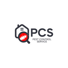 Pest control service logo concept. Prevention, extermination and disinfection of the house from insects, fungi and small rodents. Forgiving parasites professional company, vector logotype