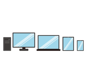 Vector illustration of personal computer. smartphone . Tablet . laptop