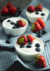 yogurt and berries strawberries and blueberries
