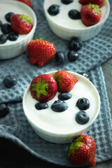 yogurt and berries strawberries and blueberries