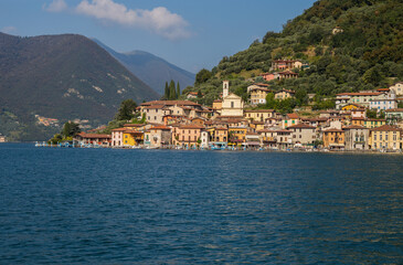 Fototapeta na wymiar View of Monte Isola, Iseo Lake, Brescia province, Lombardy, Italy.
