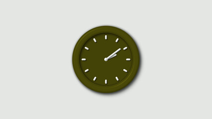 Counting down yellow color 3d wall clock isolated on white background, 12 hours wall clock