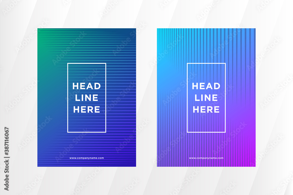 Poster set of blue gradient colors for abstract cover design background use vertical and horizontal line pa
