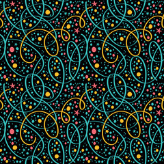 Seamless pattern with serpentine on a black background.