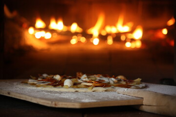 pizza in the stove