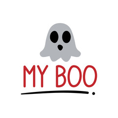 My Boo Brush Hand Lettering Vector Black on White Background