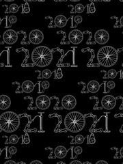 2021 Bicycle Happy New Year pattern vector illustration on black background