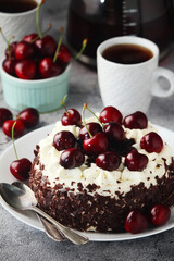 A traditional German chocolate and cherry cake Schwarzwald