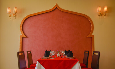 table, interior, room, restaurant, dining, chair, furniture, dinner, design, home, cafe, luxury, chairs, hotel, decor, decoration, indoors, wood, living, bar, inside, architecture, house, banquet, emp