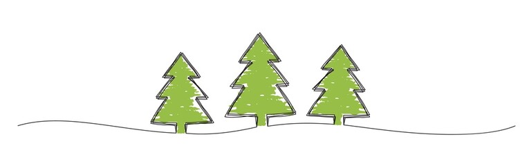 Tangled grungy scribble Christmas Pine Tree banner