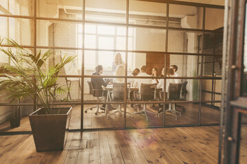 Nice focused stylish executive managers shark expert specialist gathering discussing sales plan...