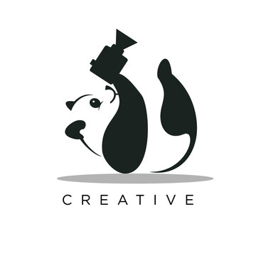 panda luxury logo design vector icon symbol circle