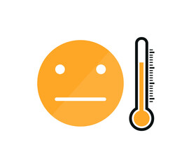Sick emoticon with thermometer isolated in white background.
