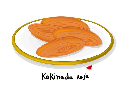 Kakinada Kaja indian Sweet Dish Food Vector