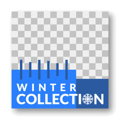 winter sale social media template. blue banner feed post design.