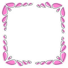Fototapeta na wymiar Doodle hand drawn border pink elements for text. For web, decor and design