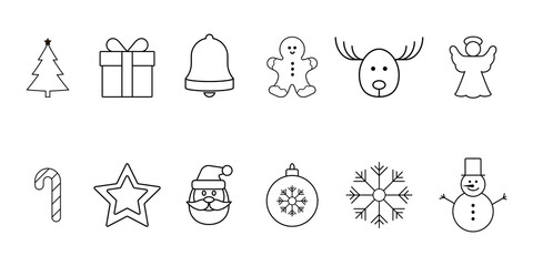 Christmas and new year icons set