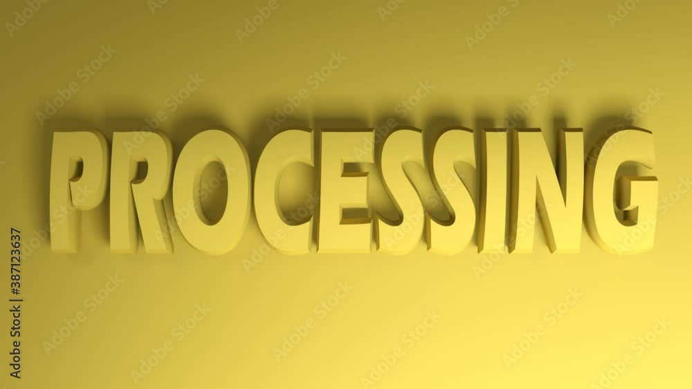 Poster the write processing passes on a yellow background from right side to left side of the screen - 3d r