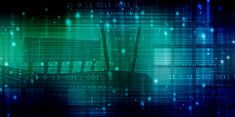 Obraz premium 2d illustration Abstract futuristic electronic circuit technology background
