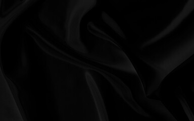Black gray satin dark fabric texture luxurious shiny that is abstract silk cloth background with patterns soft waves blur beautiful.