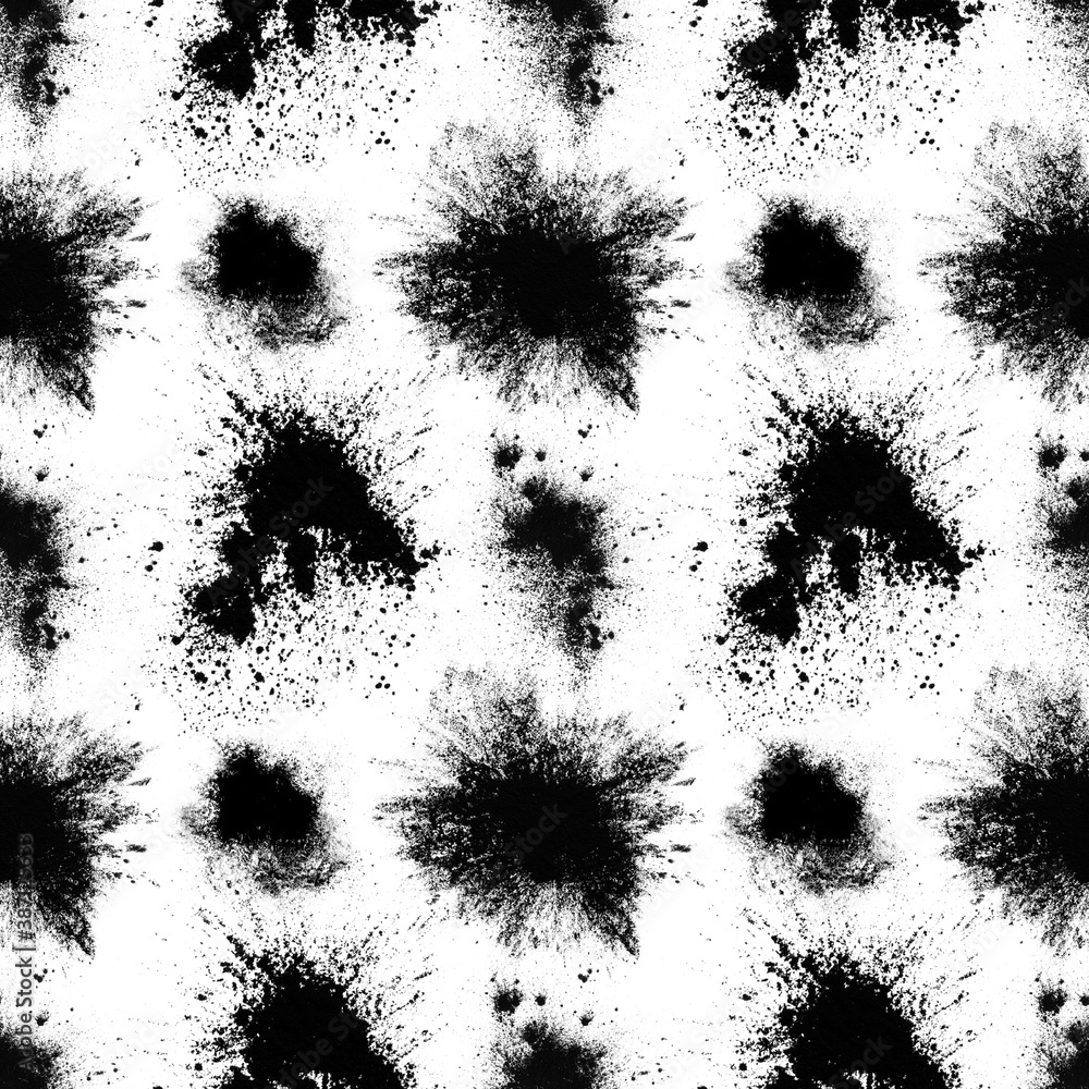 Aufkleber seamless pattern of black spots with splashes isolated on white background