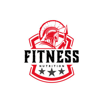 fitness spartan logo design vector icon