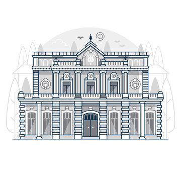 gray building facade line art clip art preview