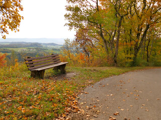 panoramic view in autumn of the hill Rechberg to the Swabian Alb