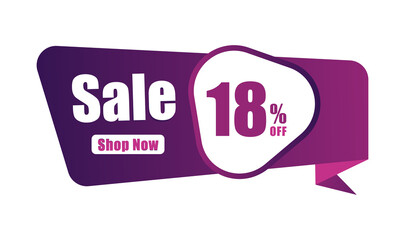 18% discount Sales banner, 18 percent Banners, New offer Discount sign banner