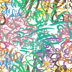 Graffiti background seamless pattern. Hand style tagging