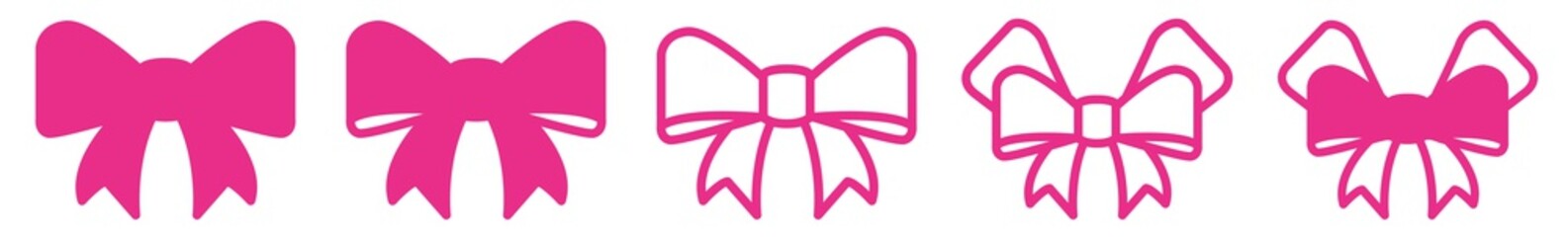 Ribbon Bow Icon Pink | Wedding Ribbons Illustration | Birthday Gift Symbol | Christmas Bows Logo | Valentine's Day Sign | Isolated | Variations
